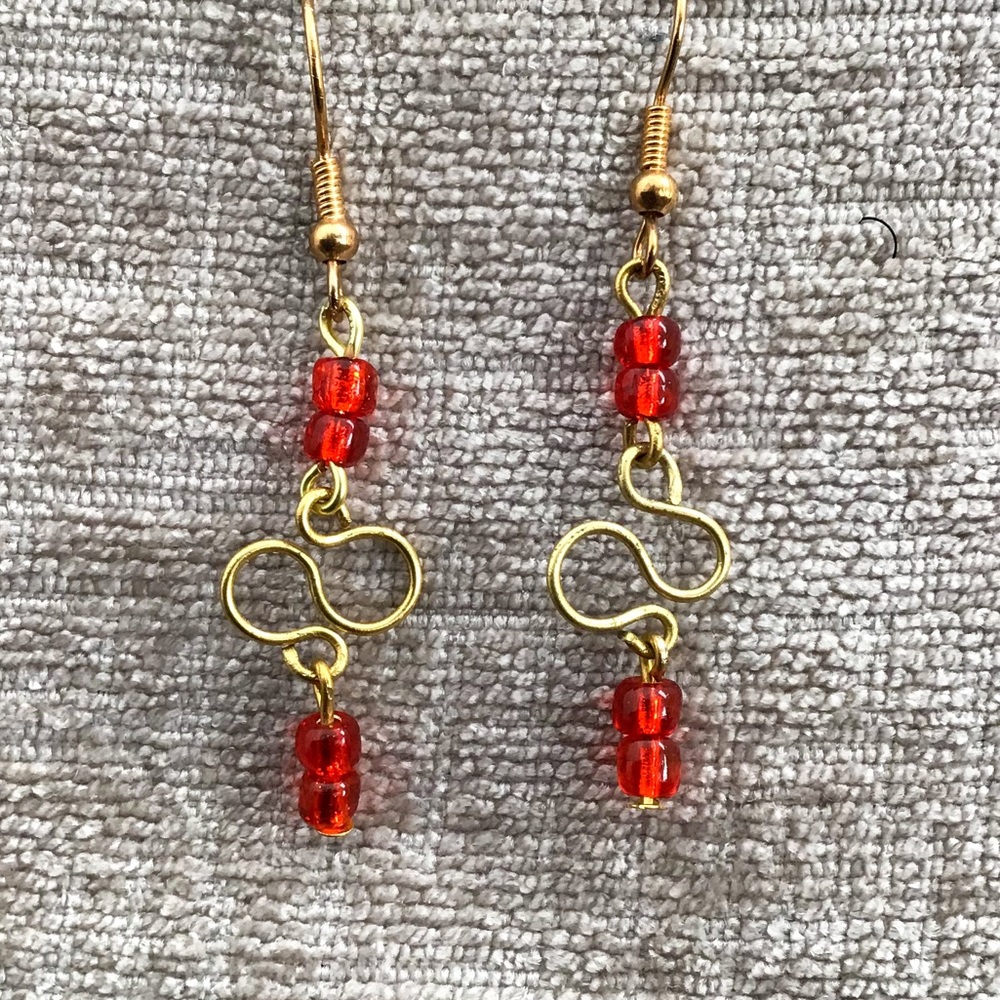 Red Infinity Earrings Handmade - Picture 8 of 15